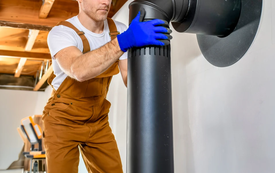Jeune chemin&eacute;e balaie au travail et porte un masque pour se prot&eacute;ger contre le coronavirus 19 pand&eacute;mie